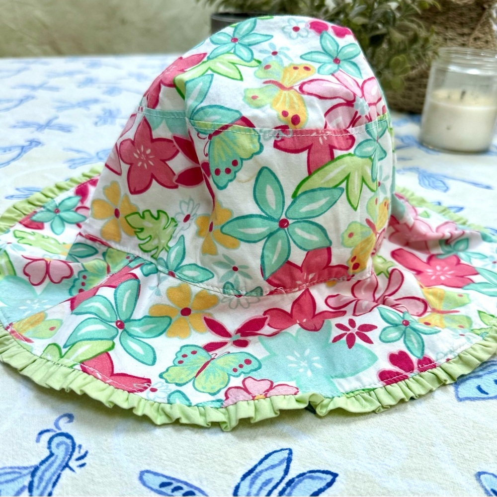GYMBOREE ADORABLE BUCKET HAT IN COTTON WITH RUFFLE-XXL (5-7 YRS)